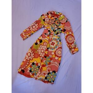 retro Vintage 70s psychedelic flower groovy wiggle dress